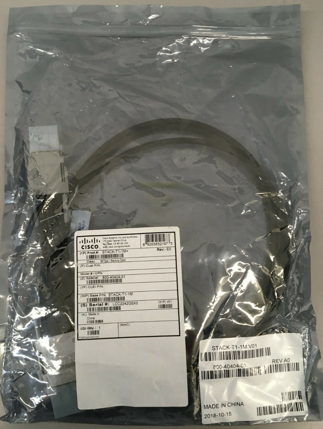 Cisco STACK-T1-1M StackWise 1M Stacking Cable