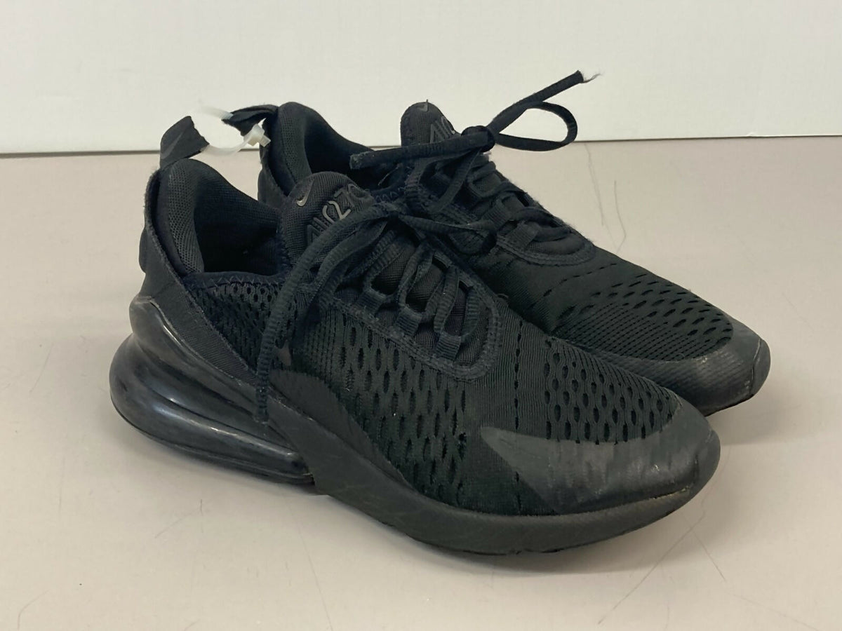 Nike Air Max 270 BQ5776-001 Sneakers Kids US 4 5Y Triple Black Lace Up Shoes