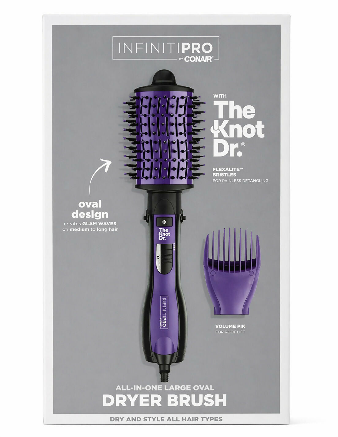 Infiniti Pro by Conair The Knot Dr All-in-One Large Oval Hair Dryer Brush NEW