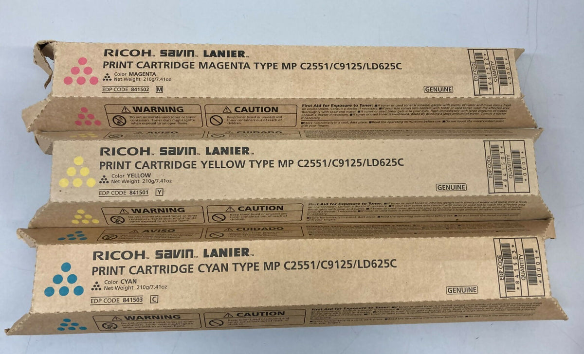 OEM Genuine Ricoh Savin Lanier MP C2551 Toner Cartridges 841502 841501 841503