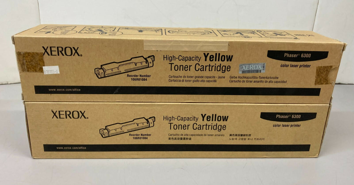 Lot of 2 106R01084 Genuine oem New Xerox Yellow Toner Phaser 6300