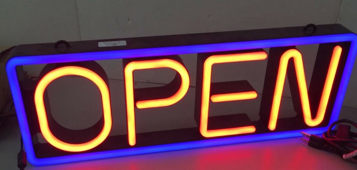 MyStiGlo LED Light Open Sign Illuminated Store Sign 22L x 7 5H OPEN