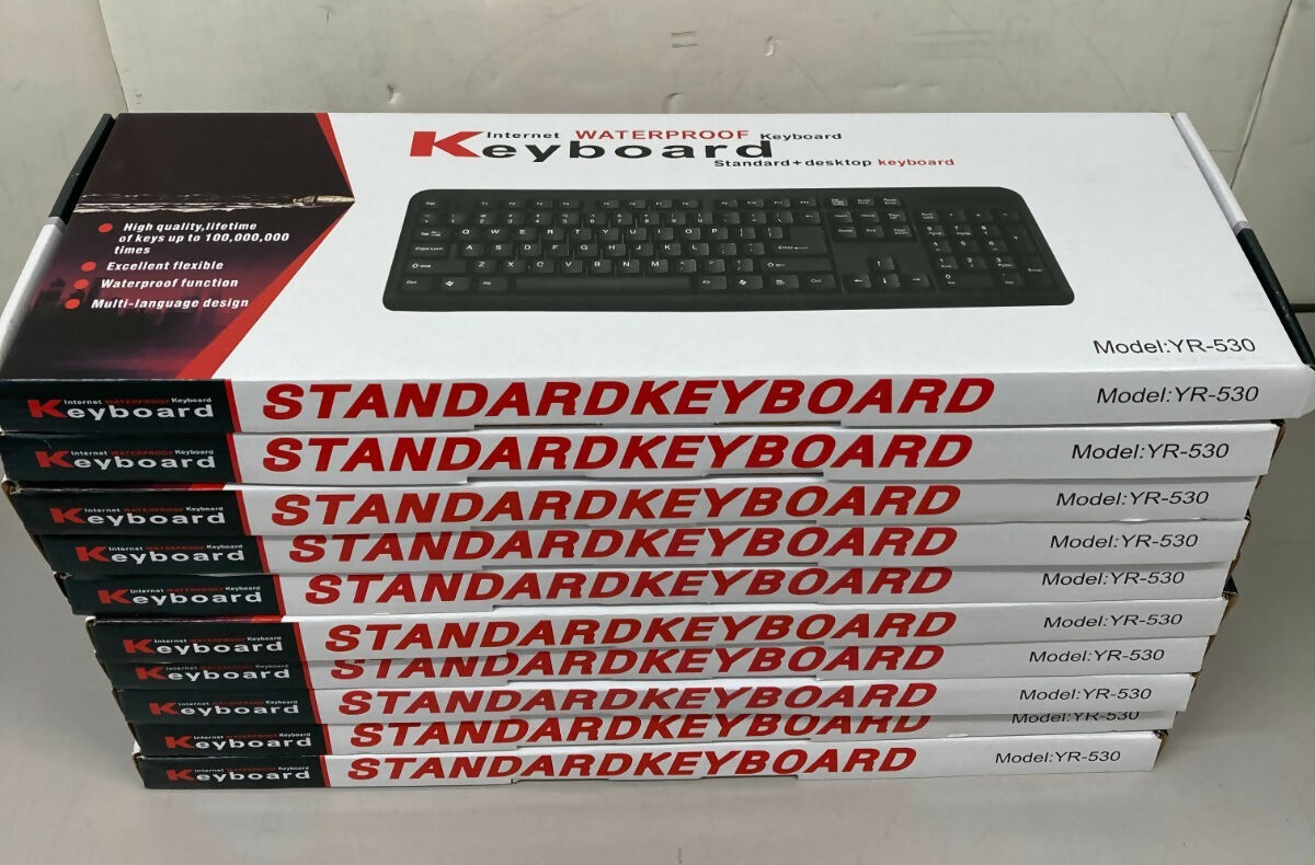 Waterproof Keyboard Wired YR-530 Standard Size Desktop Waterproof Lot of 10