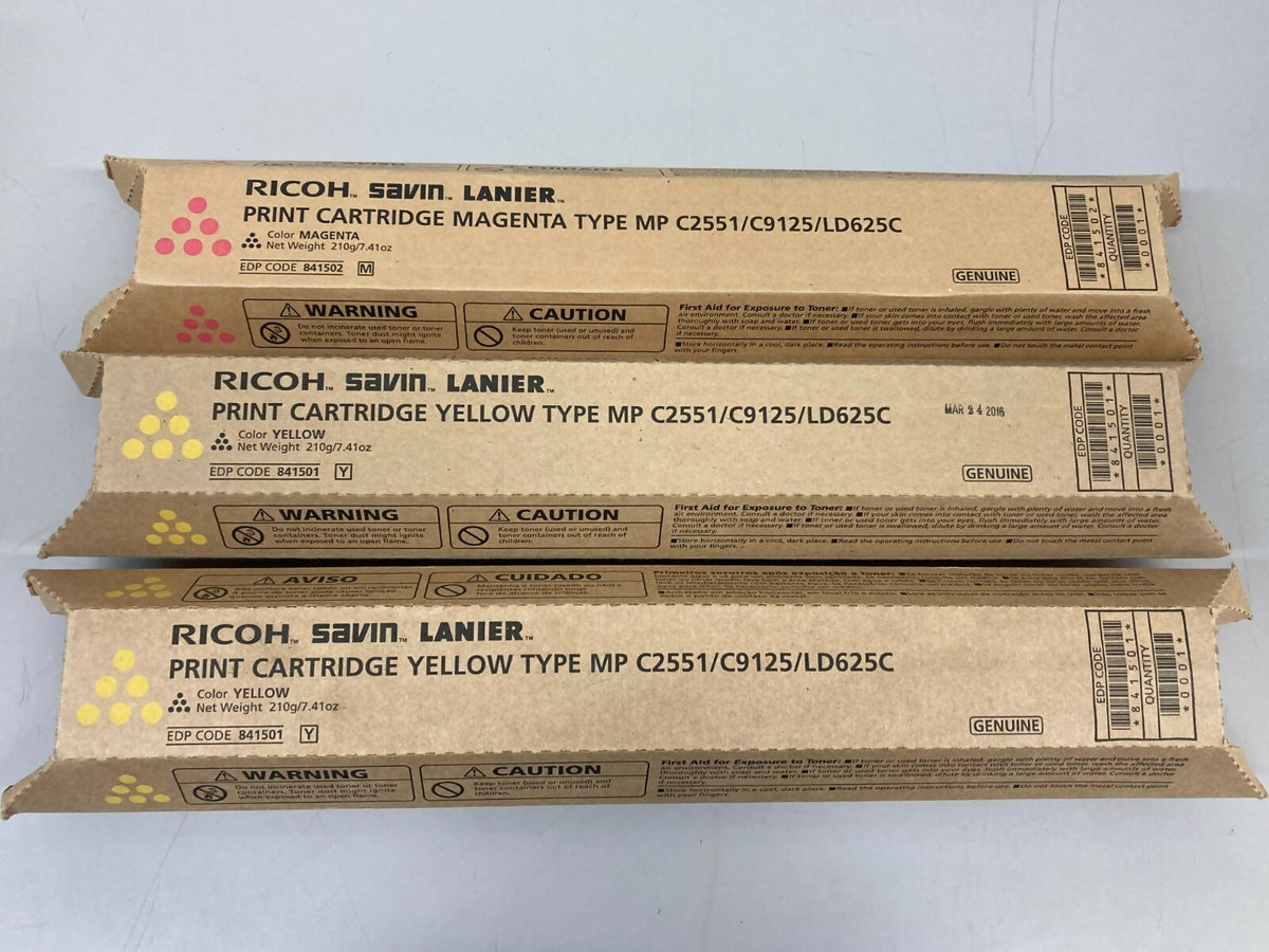 OEM Genuine Ricoh Savin Lanier MP C2551 Toner Cartridges 841502 841501 2Y M