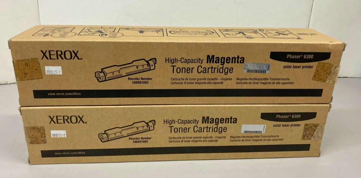Lot of 2 106R01083 Genuine oem New Xerox Magenta Toner Phaser 6300