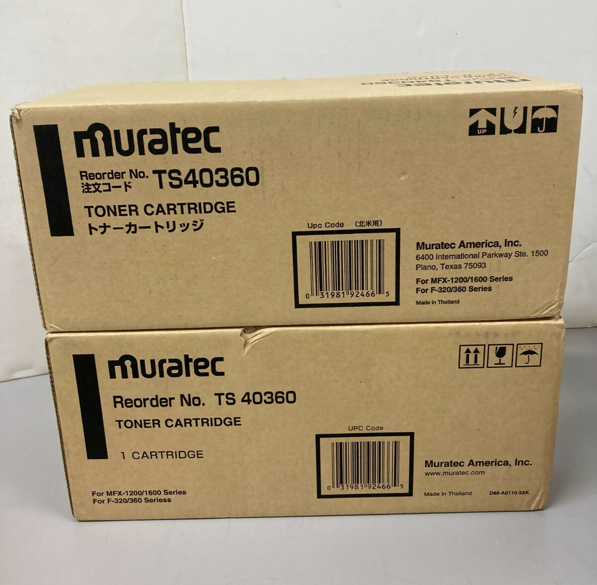Lot of 2 Genuine Muratec TS40360 Black Toner Cartridge MFX-1200 1600 F-320 360