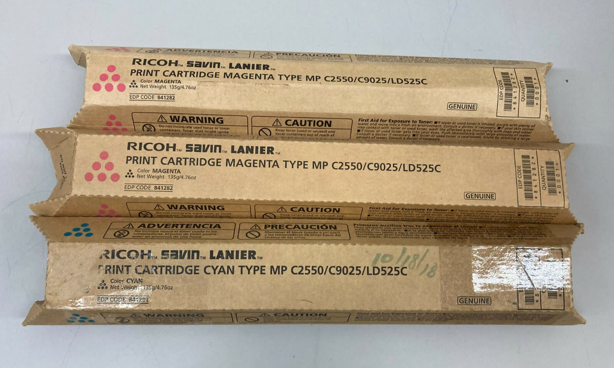Genuine Ricoh Savin Lanier 2 Magenta 1 Cyan MP C2550 C9025 LD525C - New