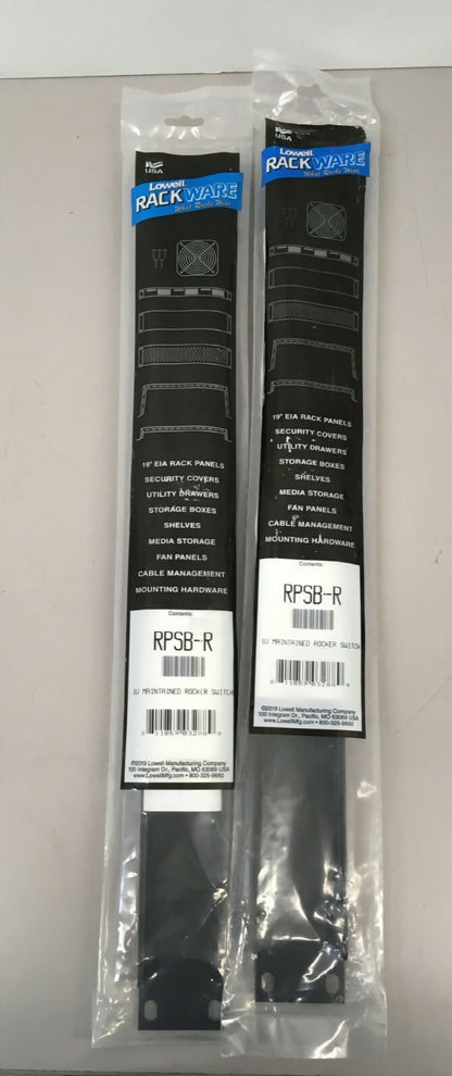 lot of 2 LOWEL rackware RPSB-R 1U maintained rocker switches