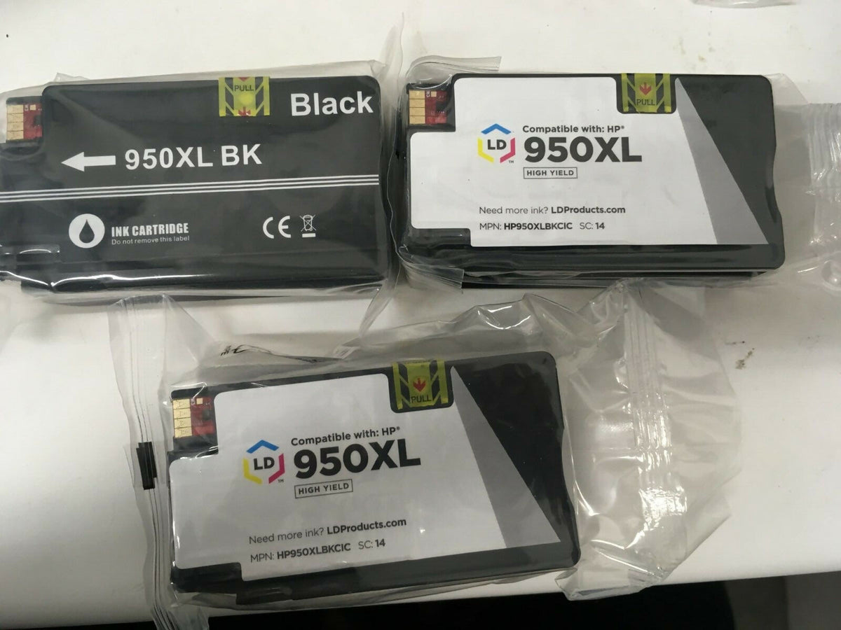 950XL High Yield black lot of 3 Hp compatible new
