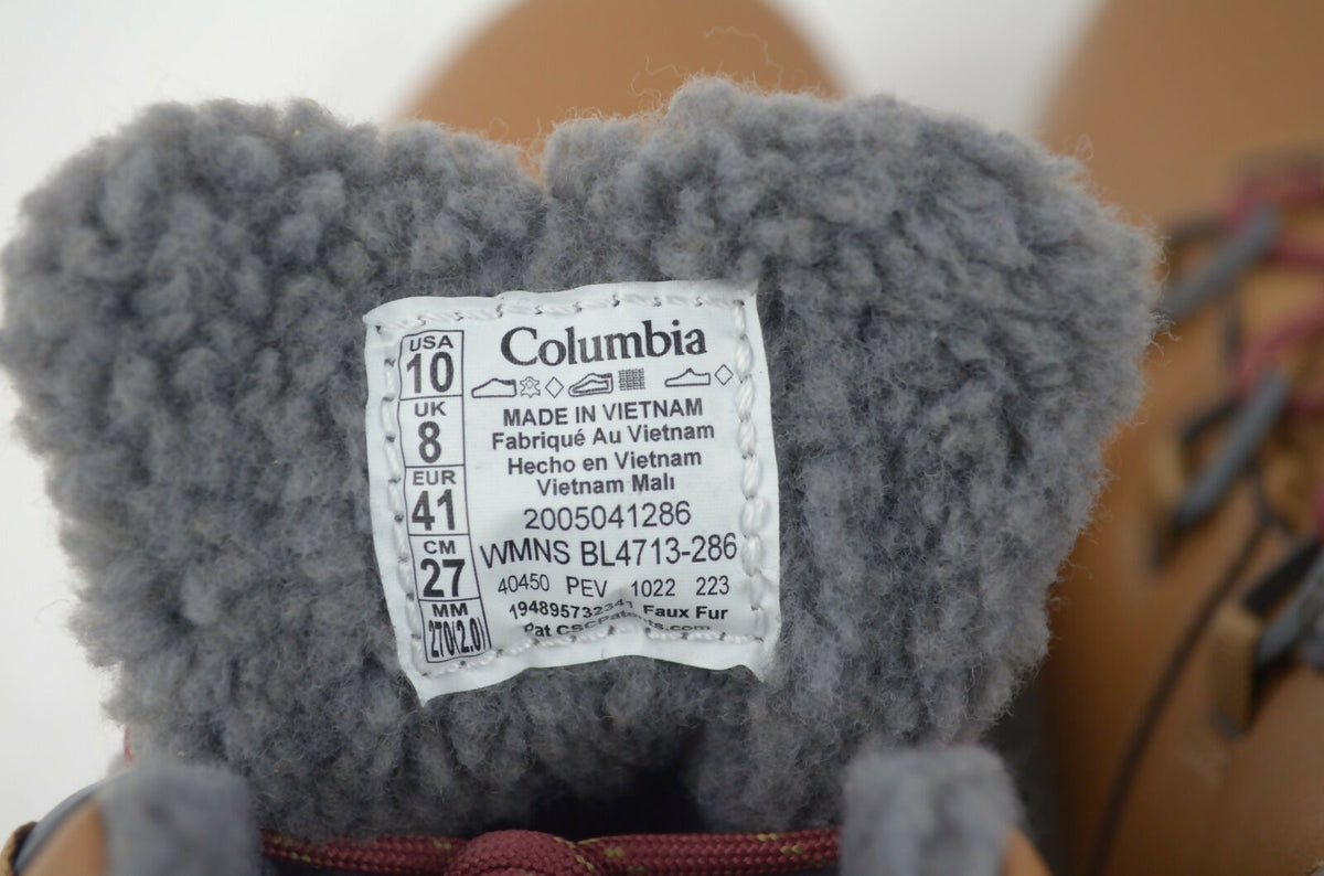 Columbia Womens Moritza Leather 200g Insulation Waterproof Boot Brown - Grey 10