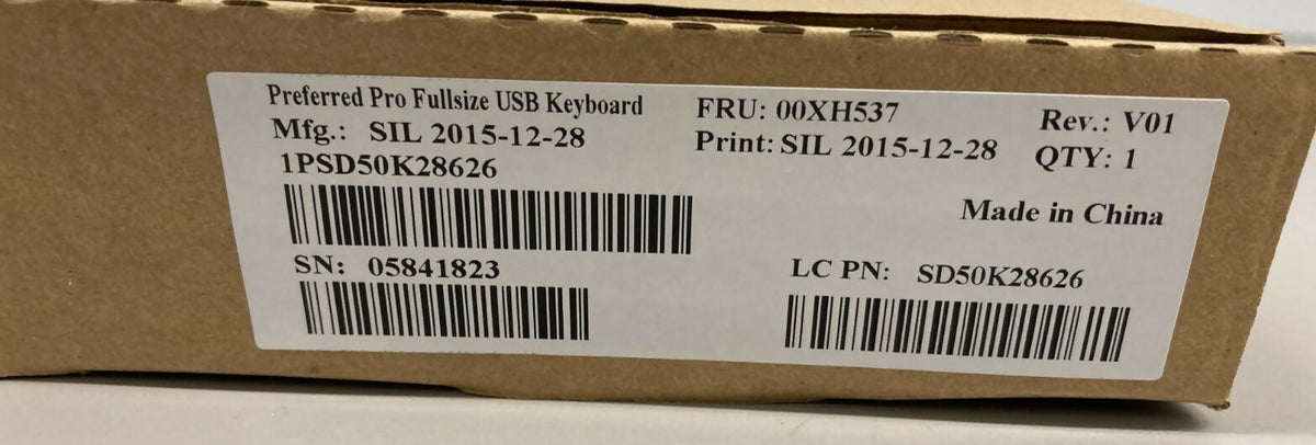 Lenovo SK-8825 Wired USB Keyboard Standard Full Size Numeric Keypad Desktop