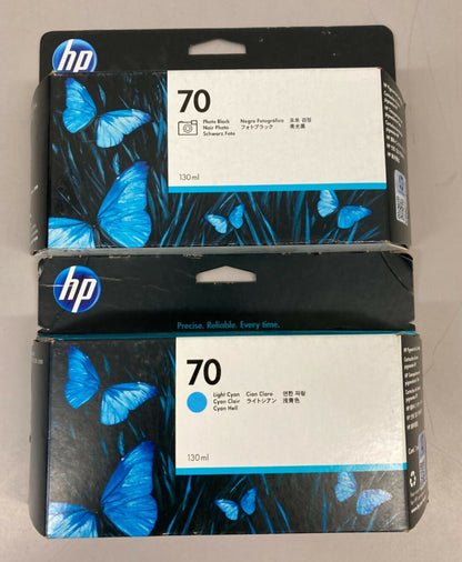 New Genuine HP 70 Light Cyan Photo Black Ink Cartridge - Sealed Dated 2019 21