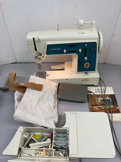 SINGER 657 677 working Sewing Machine w Manual Foot Pedal