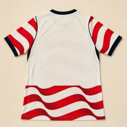 USA Soccer Jersey Mens Red White Wave Stripe Short Sleeve Dri-FIT Athletic Foot