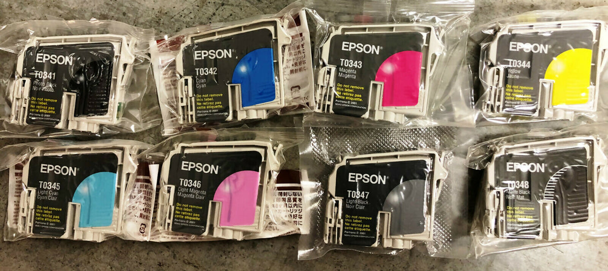 EPSON Stylus 2200 Genuine OEM NEW Ink cartridge set 8Lot T0341-T0348 Black Color