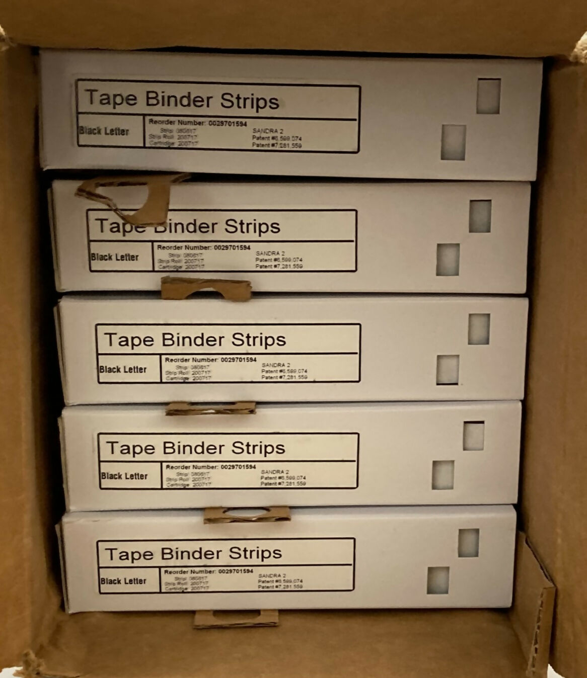 5 Tape Binder Strips 5x100 Binding Strips Sandra 2 NEW Black Letter 11