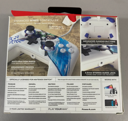 PowerA Enhanced Wired Controller Nintendo Switch Zelda Skyward Sword Open Box