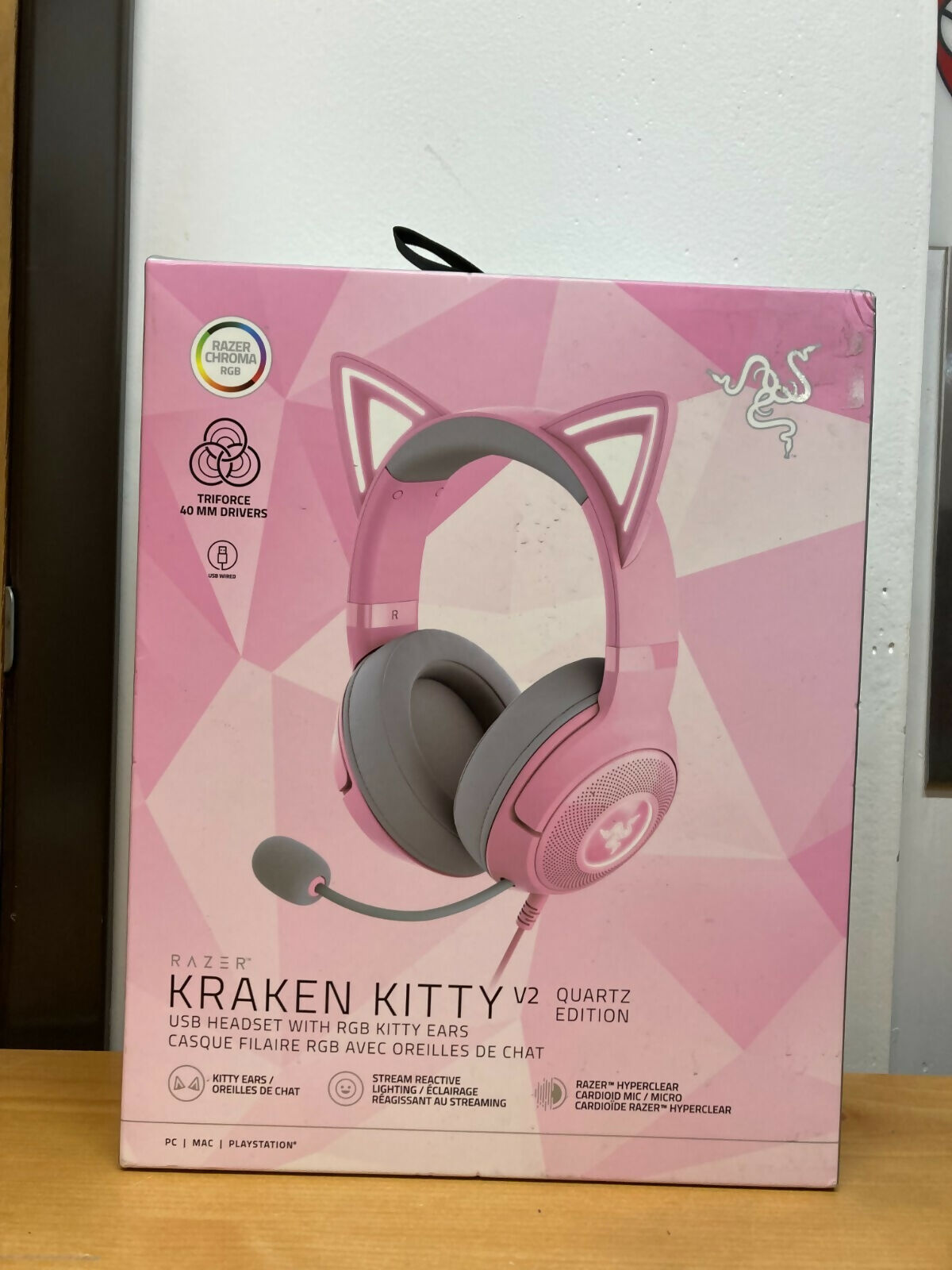 Razer Kraken Kitty V2 USB Headset w RGB Kitty Ears - Quartz Pink
