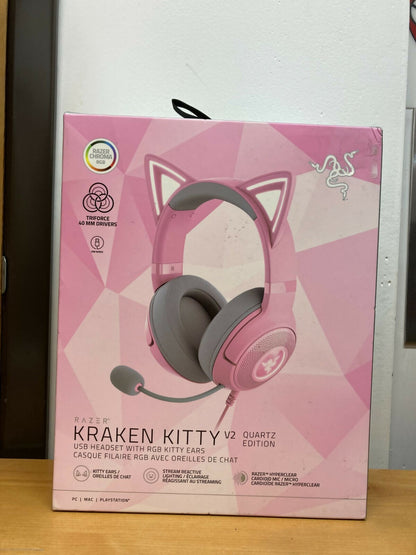 Razer Kraken Kitty V2 USB Headset w RGB Kitty Ears - Quartz Pink