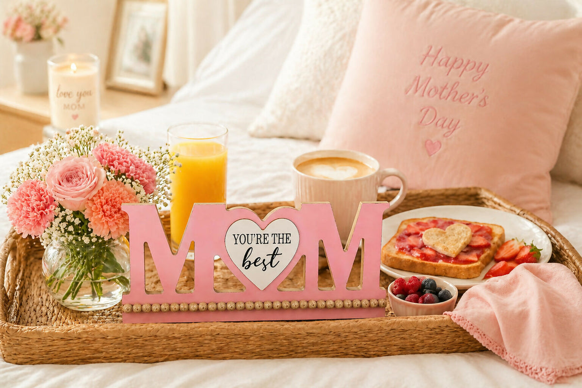 Mom Decorative Wooden Sign Pink Youre The Best Mothers Day Gift 9x6