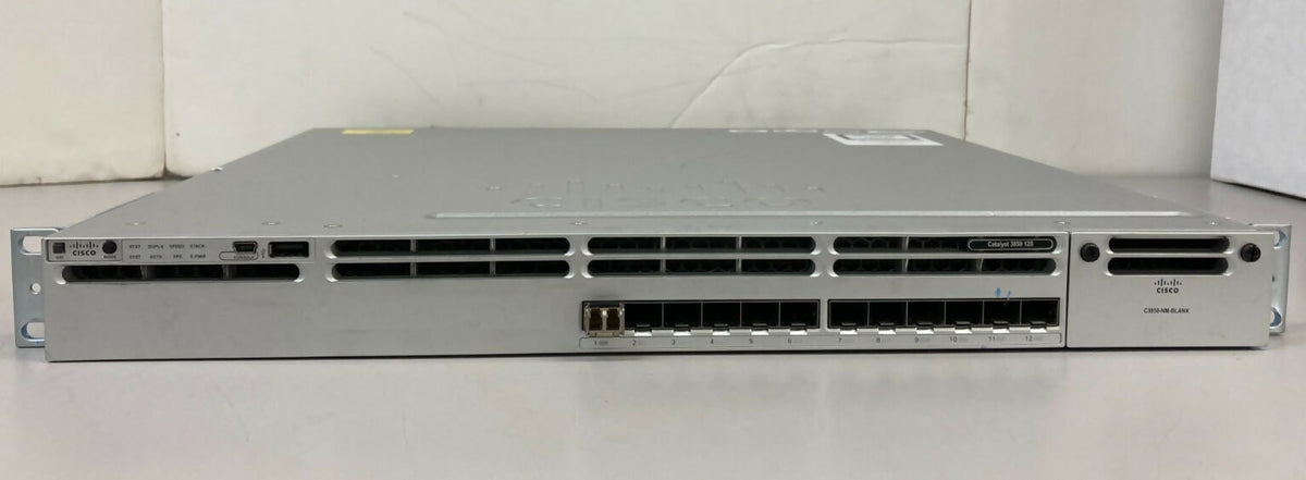 Cisco WS-C3850-12S-E 12-Port Gigabit PoE Network Switch w 350W PSU