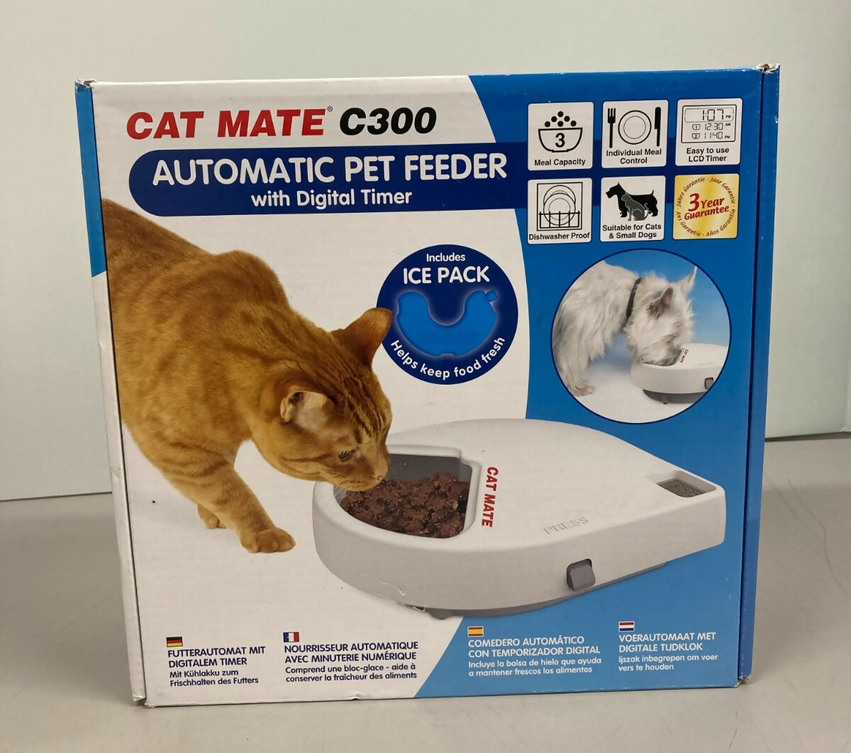 Cat Mate C300 Automatic Pet Feeder 3 Meal Digital Timer for Cats Small Dogs