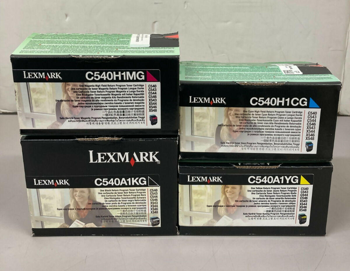 Set Of 4 Lexmark Toners C540A1KG C540H1CG C540H1YG C540H1MG New Sealed