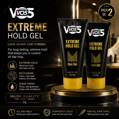 Alberto VO5 Extreme Hold Hair Gel PACK 2 Vibrant and Controlled Look 4oz