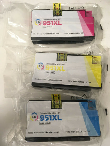 951XL High Yield Yellow cyan and magenta Hp compatible new