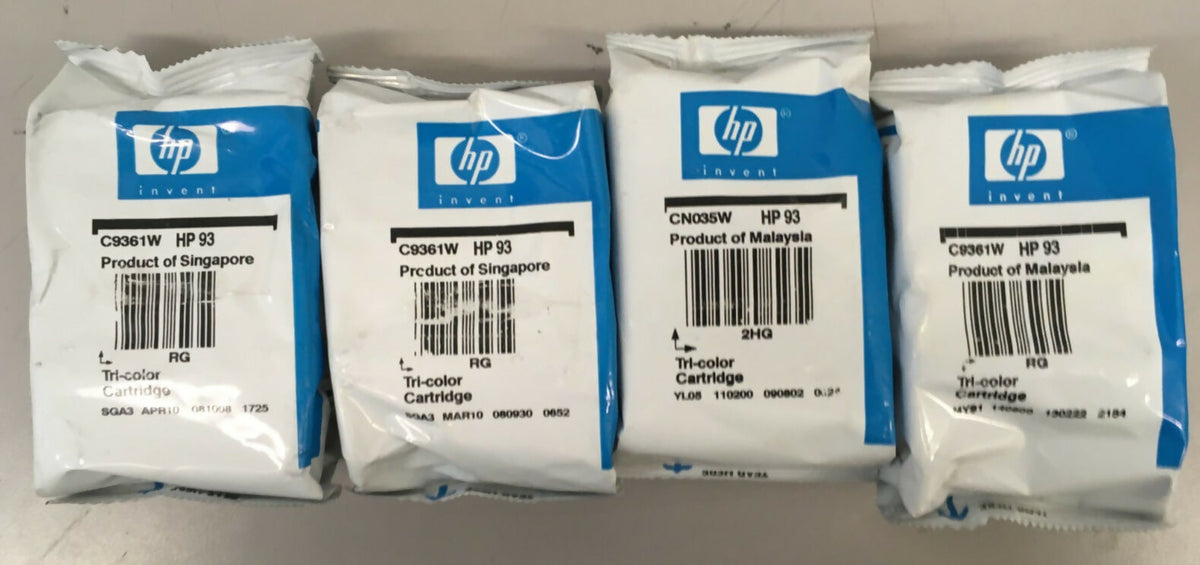 Lot of 4 Original HP 93 Tri-Color Ink Cartridges C9361W