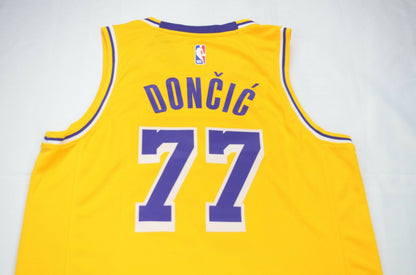Luka Doncic 77 LA Lakers Gold NBA Swingman Jersey Icon Edition Size Large - NEW