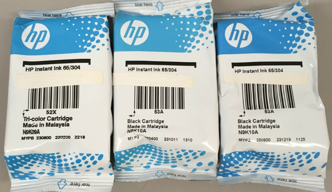 Lot of 3 HP 65 304 Black 2 Tri-color 1 Ink Cartridge