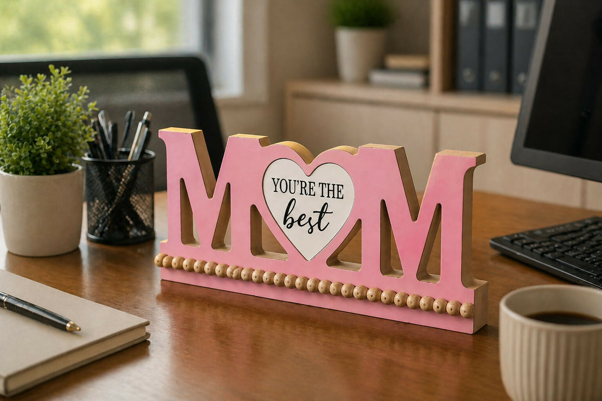 Mom Decorative Wooden Sign Pink Youre The Best Mothers Day Gift 9x6