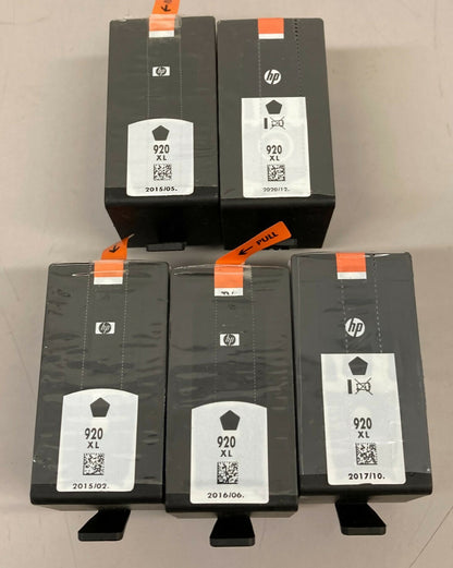 Lot of 5 HP 920XL CD975AN Black Ink Cartridge New Sealed - Exp 2015 20